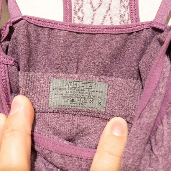 Athleta Purple Mesh Racerback Tank Top with Built-In Bra Size Small - Picture 3 of 6